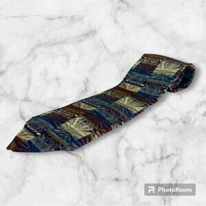 Jhane Barnes Men's 100% Silk Multicolored Starburst Color Block Necktie Tie